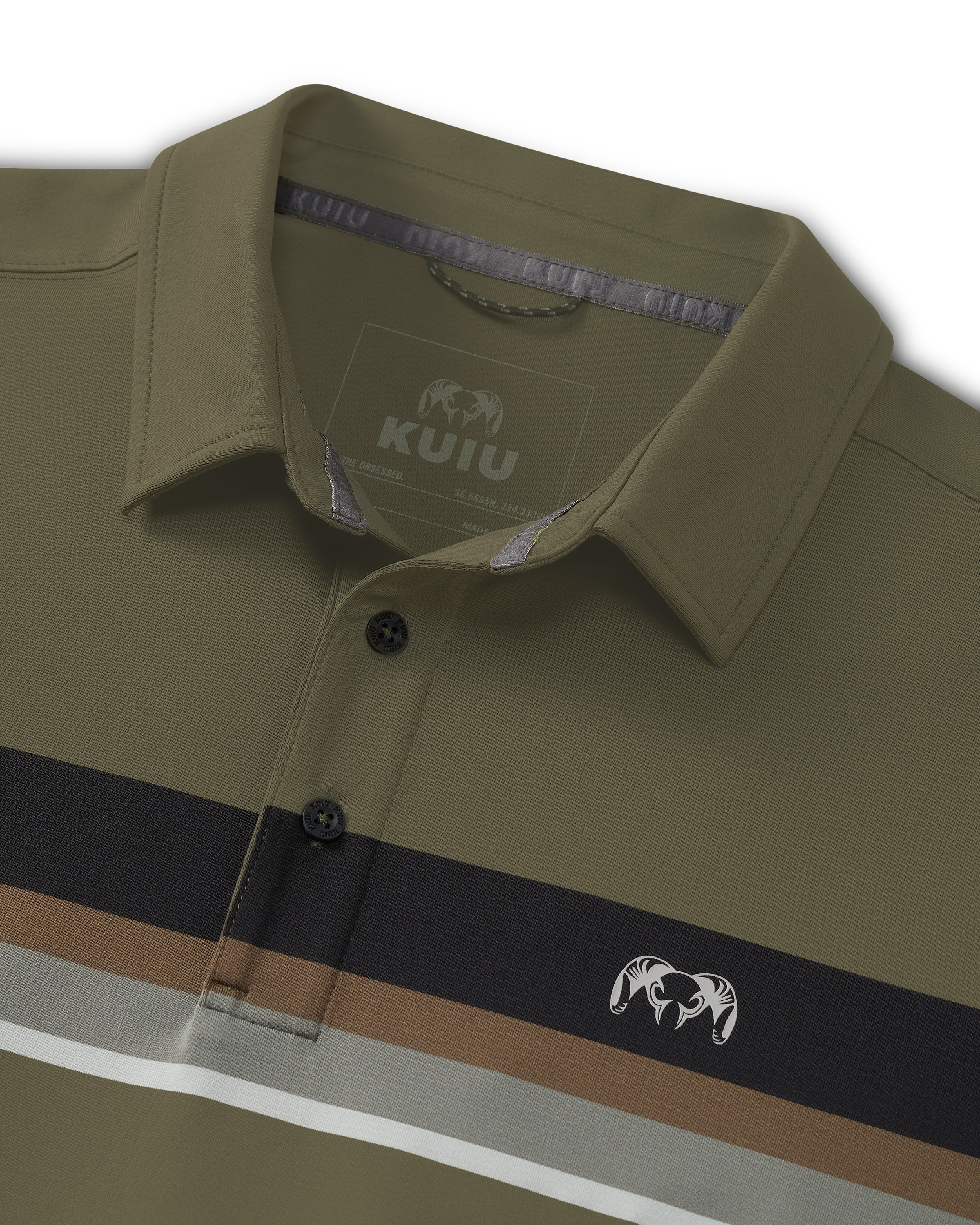 Alternative view of KUIU Performance Polo Stripe | Evergreen Chest Stripe