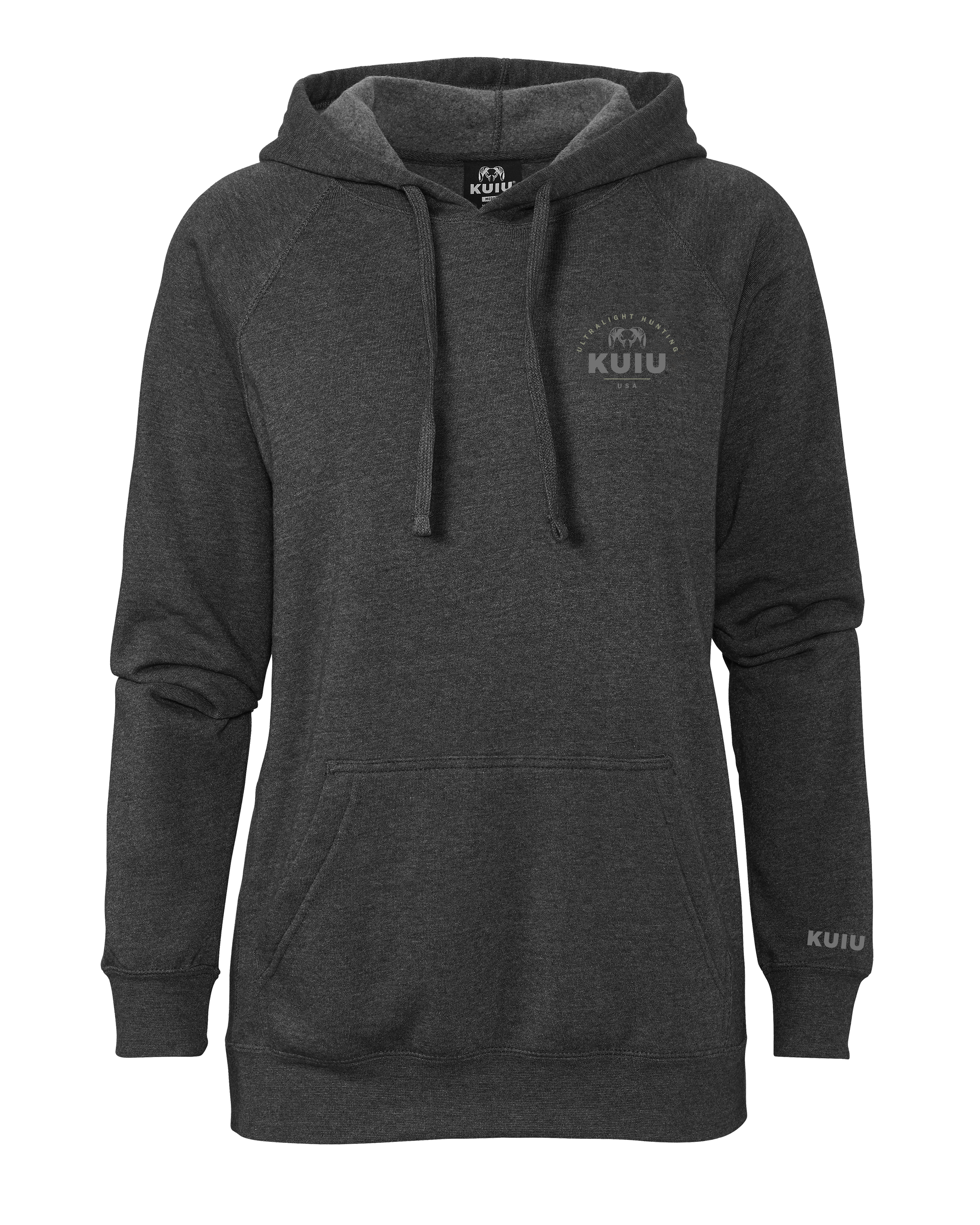 KUIU Women's Stacked Chest Logo Hoodie | Charcoal