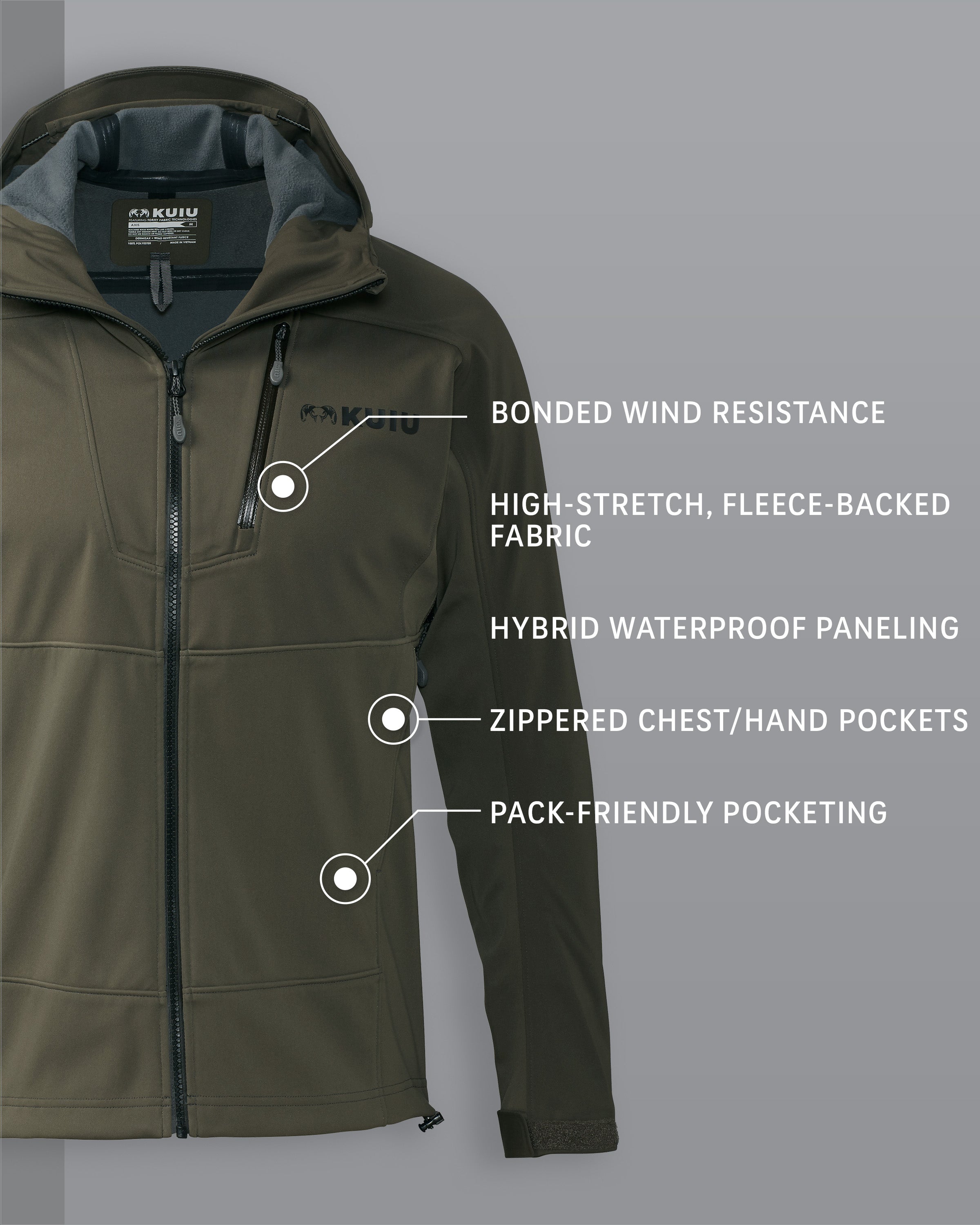 Alternative view of Axis Hybrid Hooded Jacket | Ash
