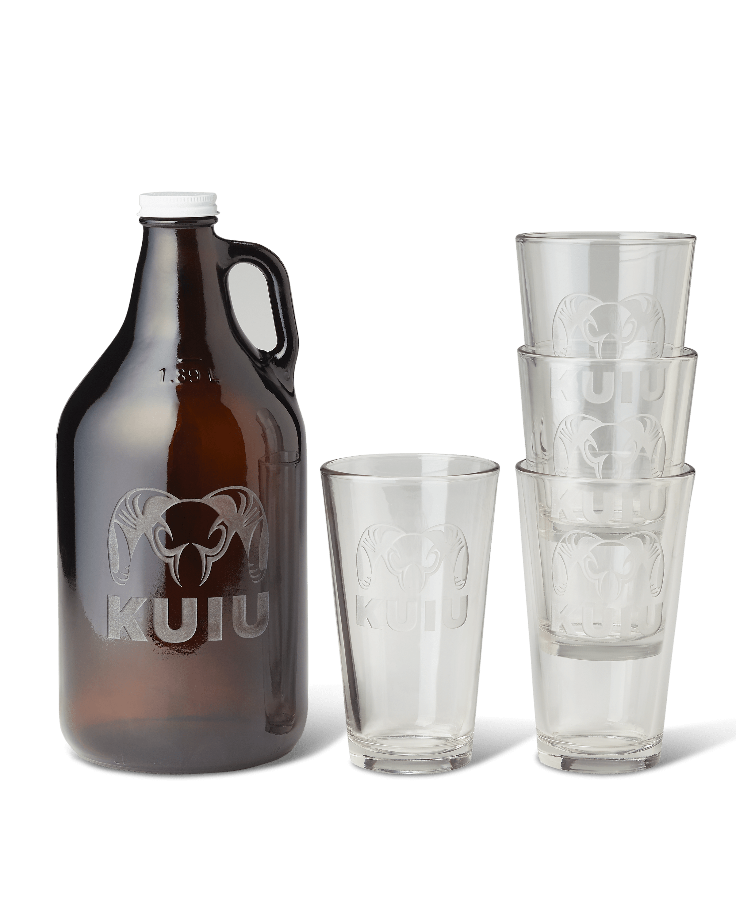 KUIU 64 oz Engraved Growler and Pint Glass Set | Clear