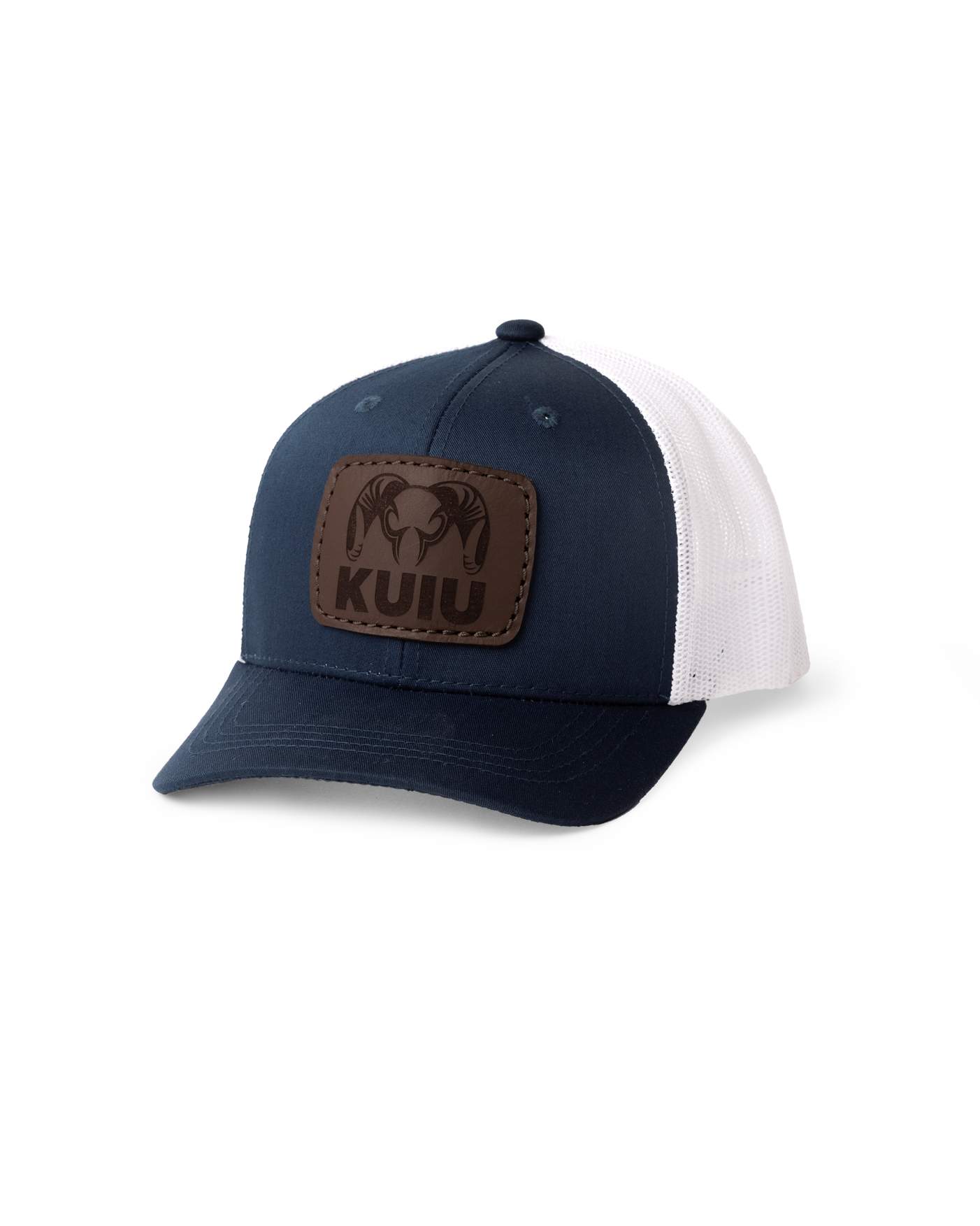 Youth Leather Patch Mesh Back Hat | Navy/White