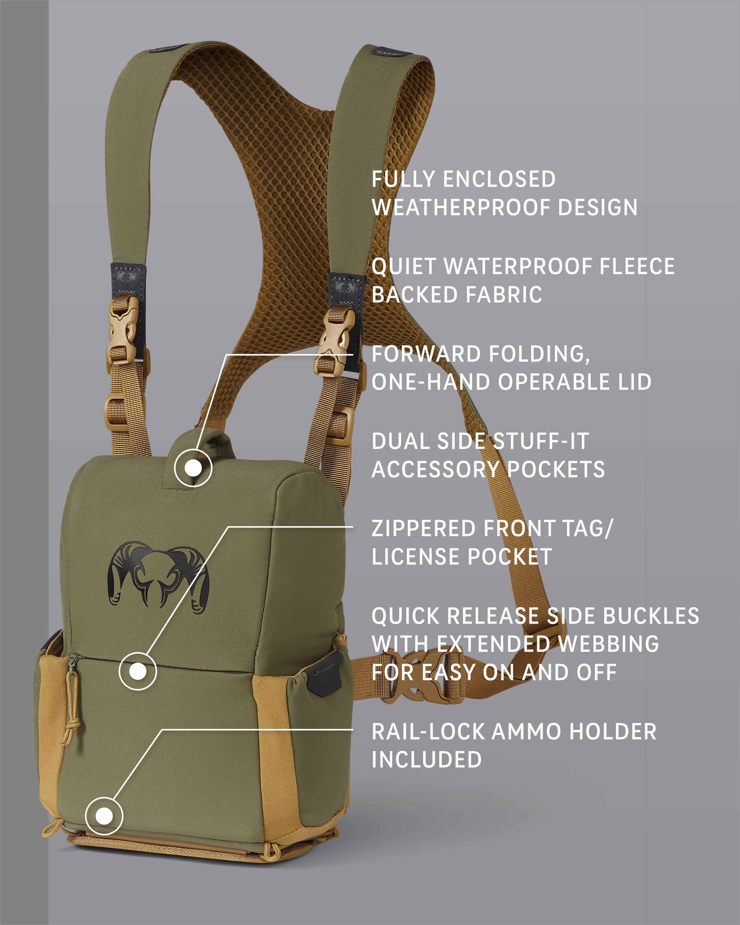 Alternative view of PRO G3 Bino Harness | Evergreen